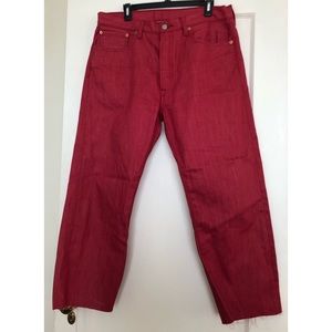 Red raw hem 501 Levi’s - W34, L28 ❤️